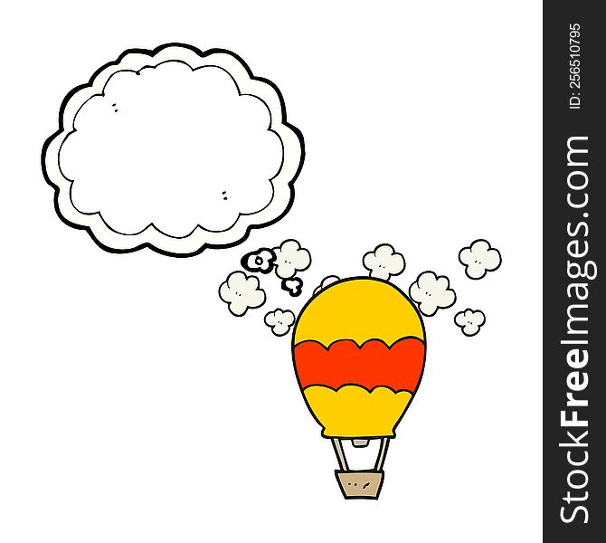 freehand drawn thought bubble cartoon hot air balloon