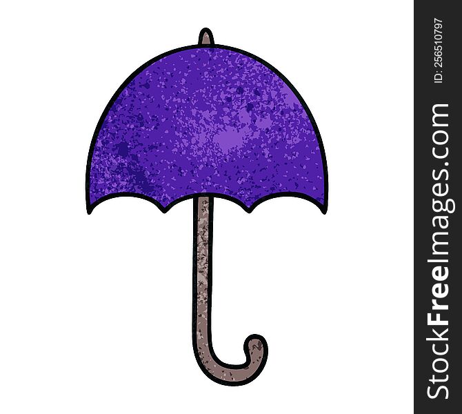 Retro Grunge Texture Cartoon Open Umbrella