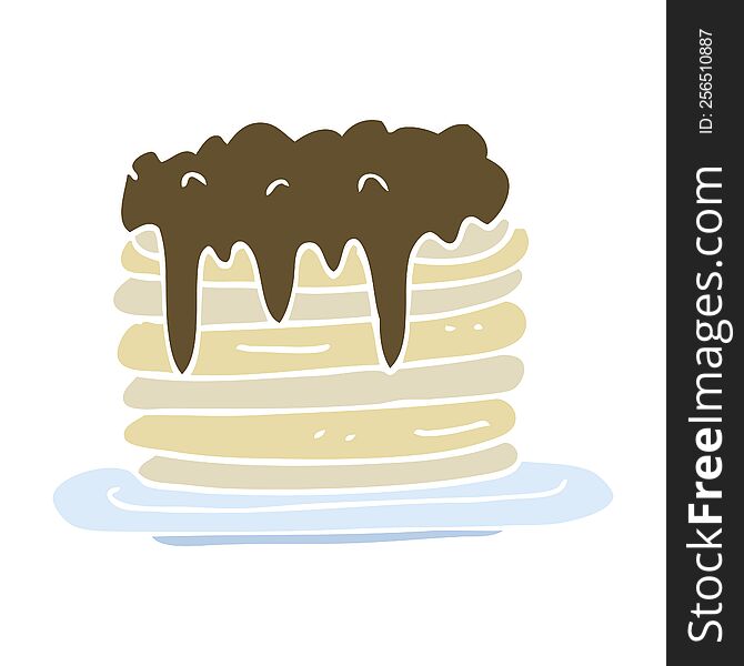 Flat Color Illustration Of A Cartoon Pancake Stack