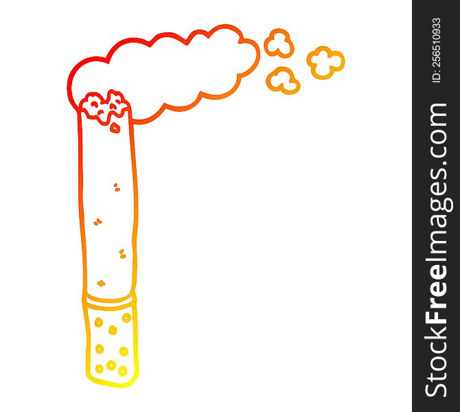 warm gradient line drawing of a cartoon cigarette