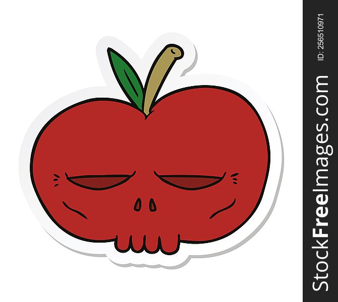 sticker of a cartoon spooky skull apple