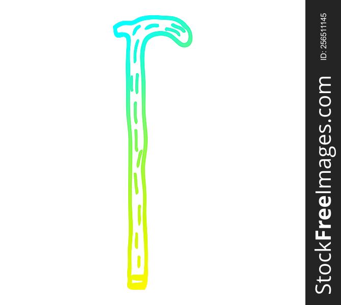 cold gradient line drawing of a cartoon walking stick