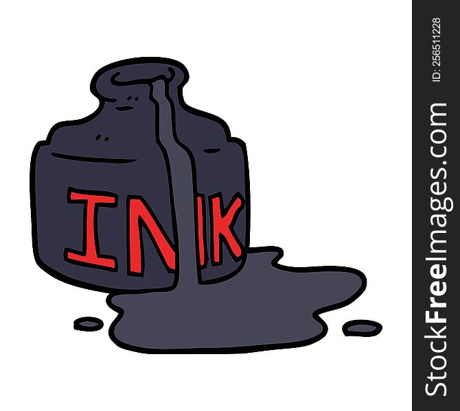 Cartoon Doodle Spilled Ink Bottle