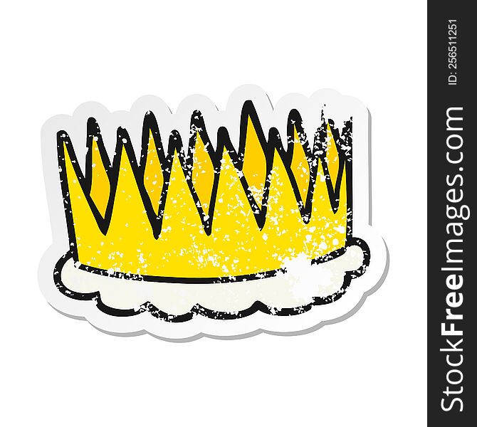 Retro Distressed Sticker Of A Cartoon Crown