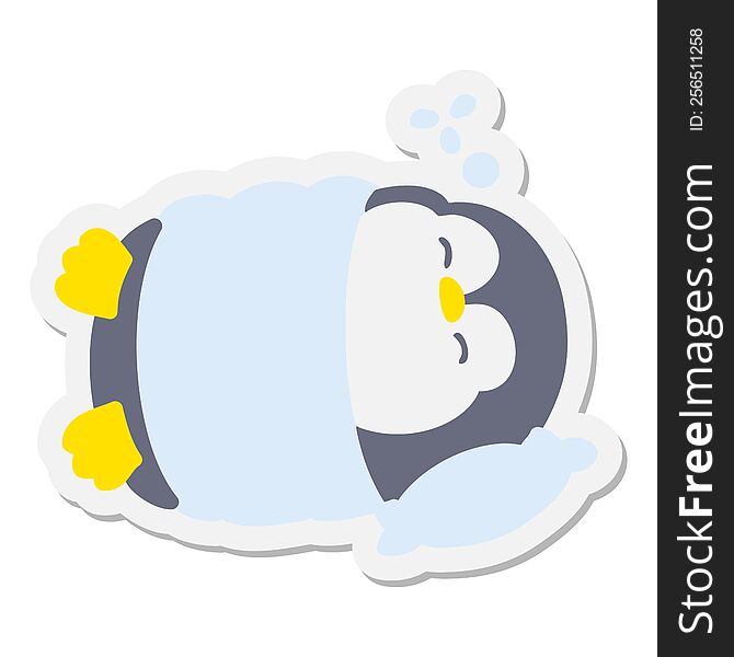 Cute Christmas Penguin Sleeping Sticker