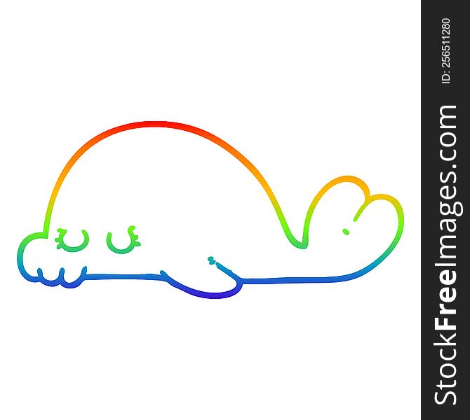 rainbow gradient line drawing of a cartoon seal