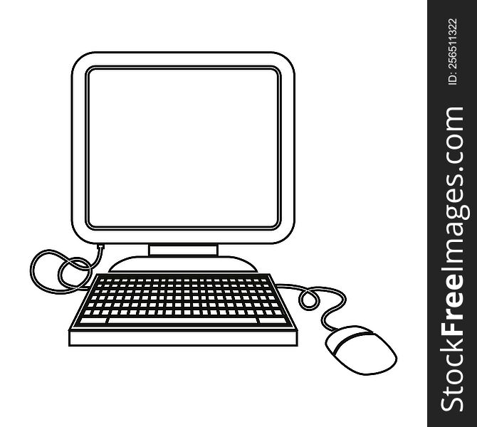 vector icon illustration of a computer with mouse