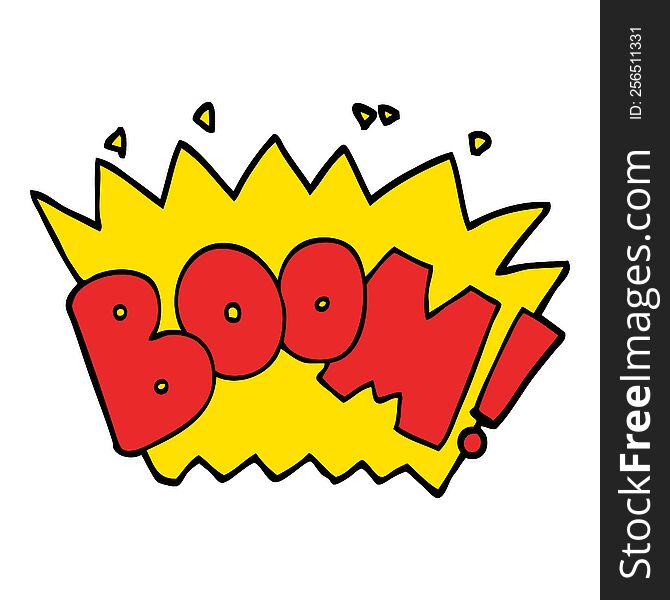 Hand Drawn Doodle Style Cartoon Word Boom