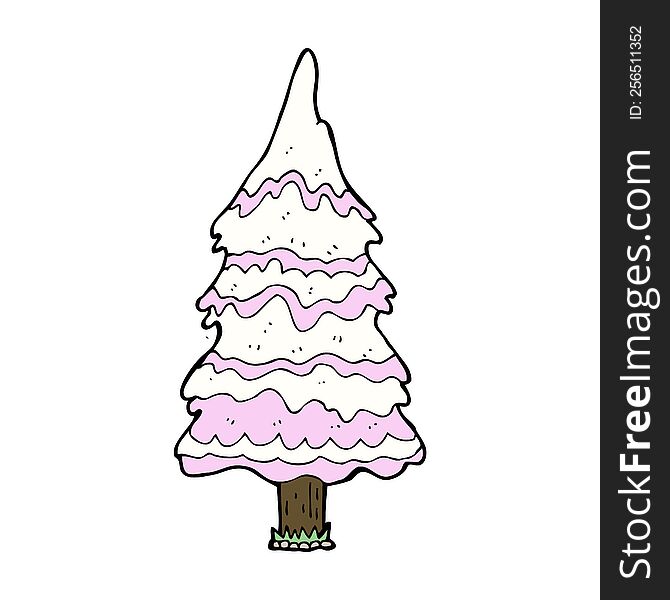 Cartoon Pink Snowy Tree