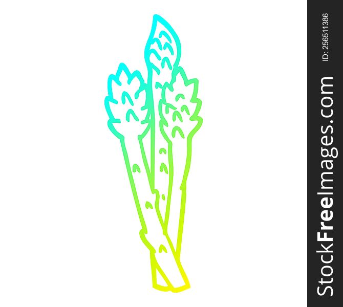 cold gradient line drawing of a cartoon asparagus plant
