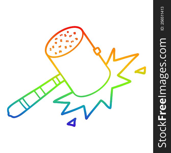 rainbow gradient line drawing of a cartoon banging gavel