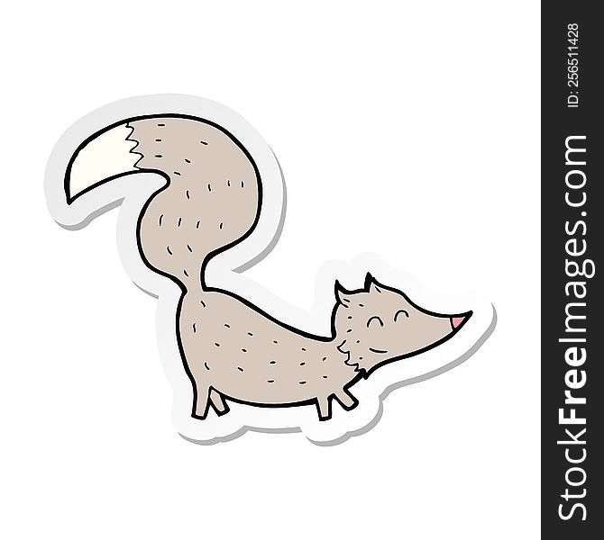 Sticker Of A Cartoon Little Wolf