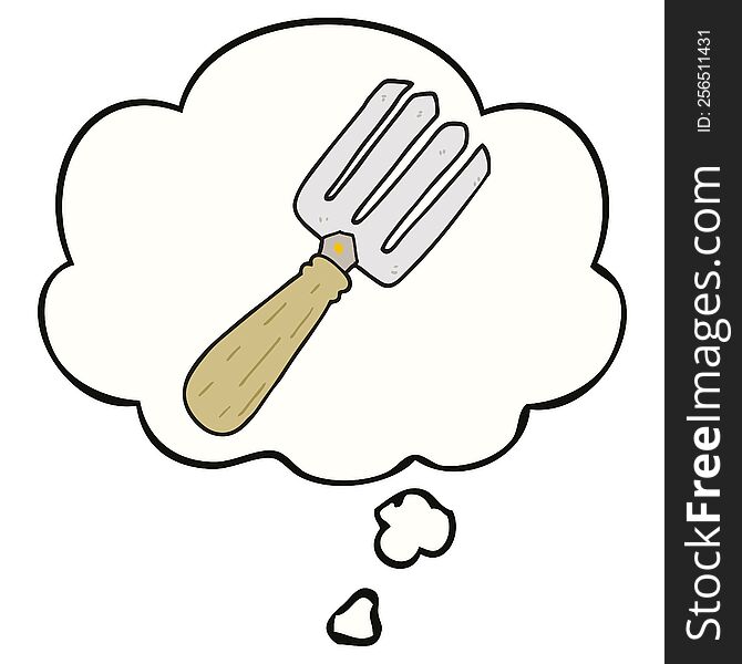 cartoon fork and thought bubble