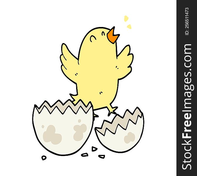 cartoon bird hatching from egg