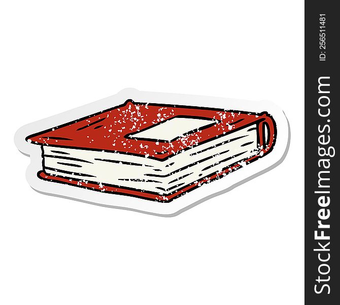 hand drawn distressed sticker cartoon doodle of a red journal