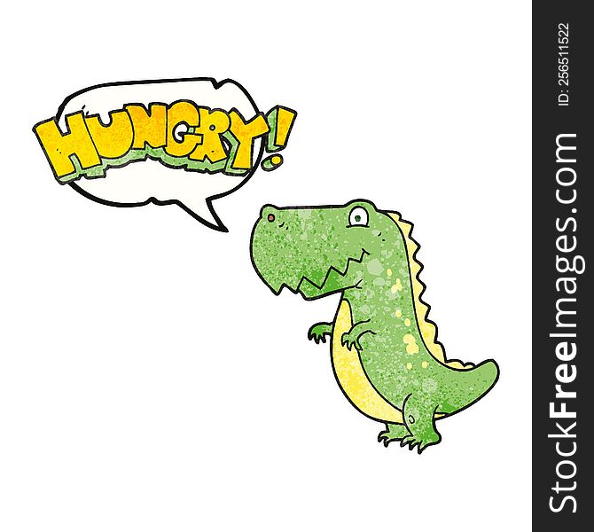 Speech Bubble Textured Cartoon Hungry Dinosaur