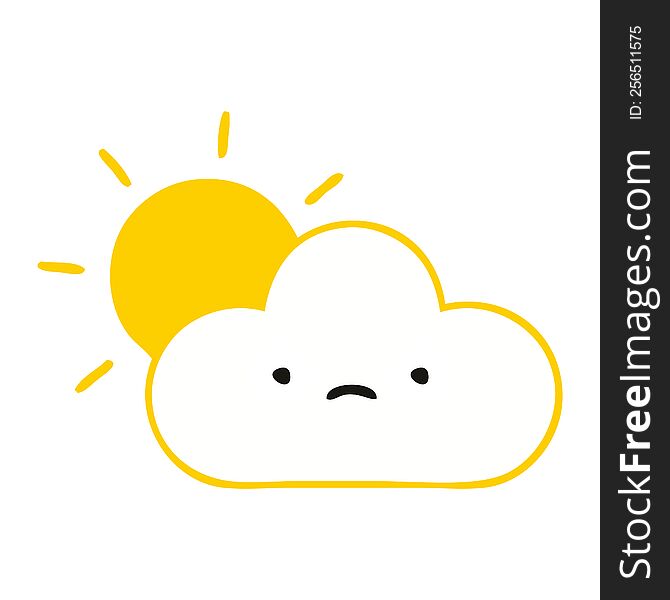 Flat Color Retro Cartoon Sunshine And Cloud