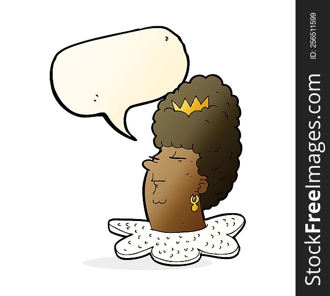 Cartoon Queen S Head With Speech Bubble