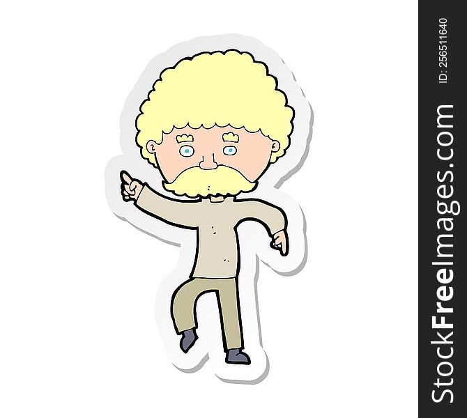 Sticker Of A Cartoon Seventies Style Man Disco Dancing