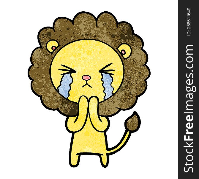 cartoon crying lion praying. cartoon crying lion praying