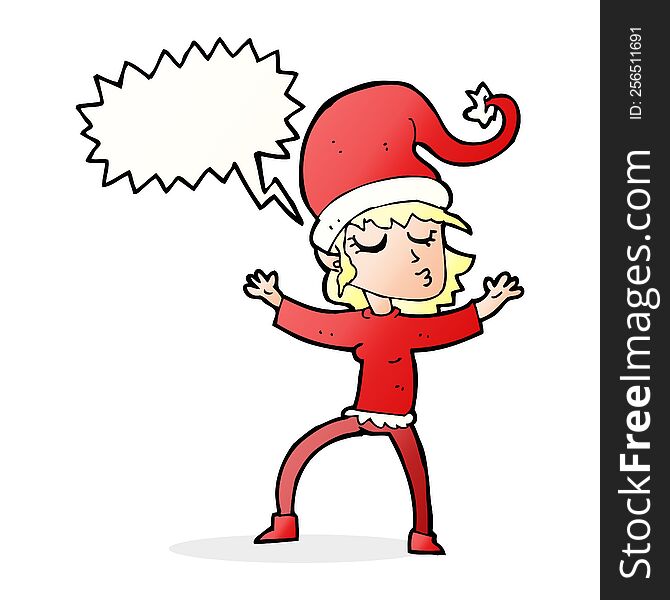 santa\'s helper cartoon with speech bubble