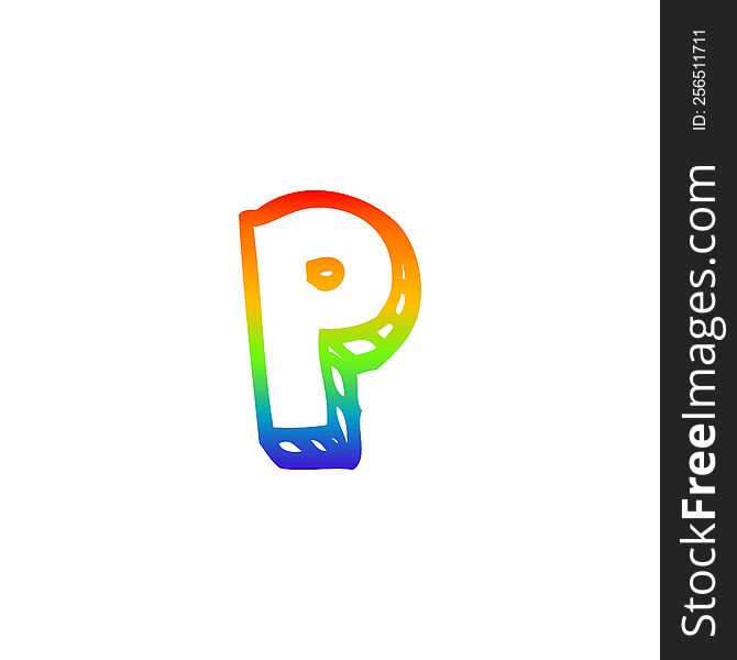Rainbow Gradient Line Drawing Cartoon Letter P