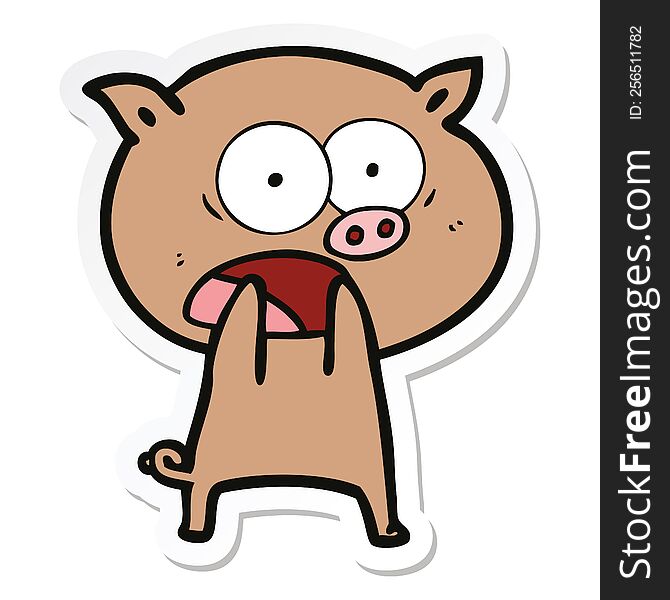 Sticker Of A Cartoon Pig Shouting