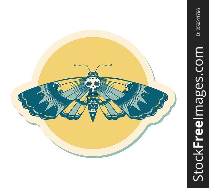 sticker of tattoo in traditional style of a deaths head moth. sticker of tattoo in traditional style of a deaths head moth