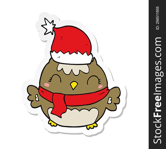 Sticker Of A Cute Christmas Owl