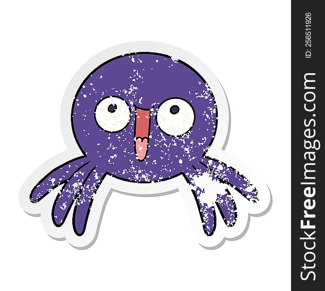 Distressed Sticker Of A Happy Cartoon Spider