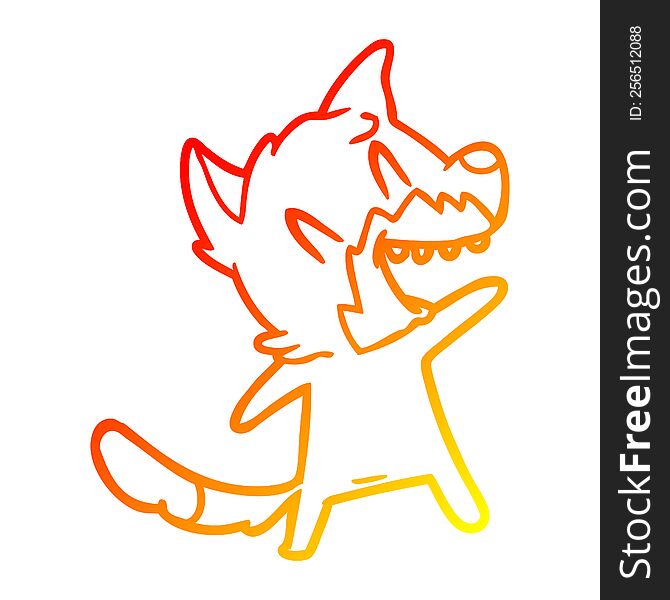 Warm Gradient Line Drawing Laughing Fox Cartoon