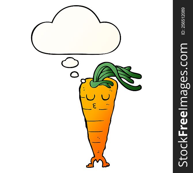 cartoon carrot with thought bubble in smooth gradient style