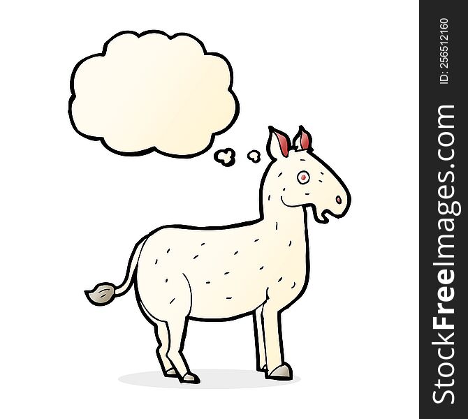 cartoon mule with thought bubble