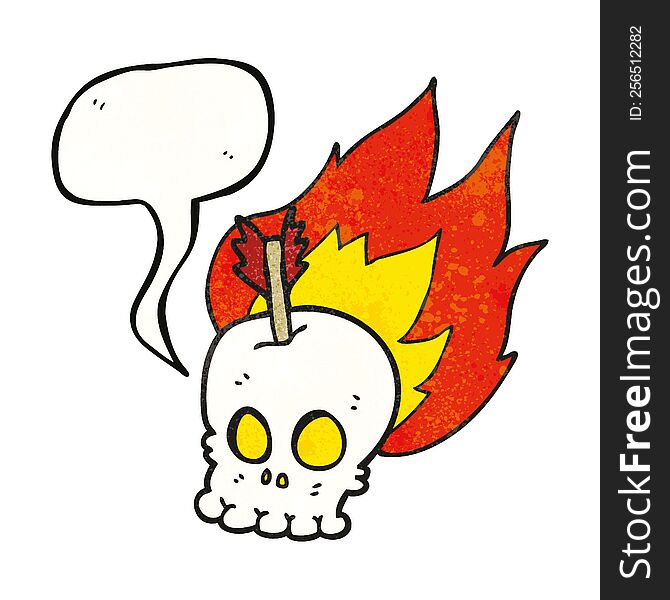 Texture Speech Bubble Cartoon Skull With Arrow