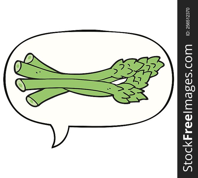 Cartoon Asparagus And Speech Bubble