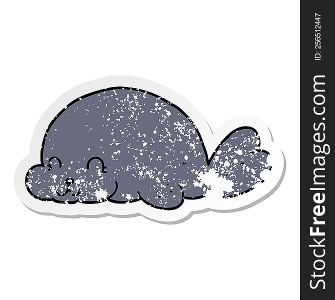 distressed sticker of a cute cartoon seal
