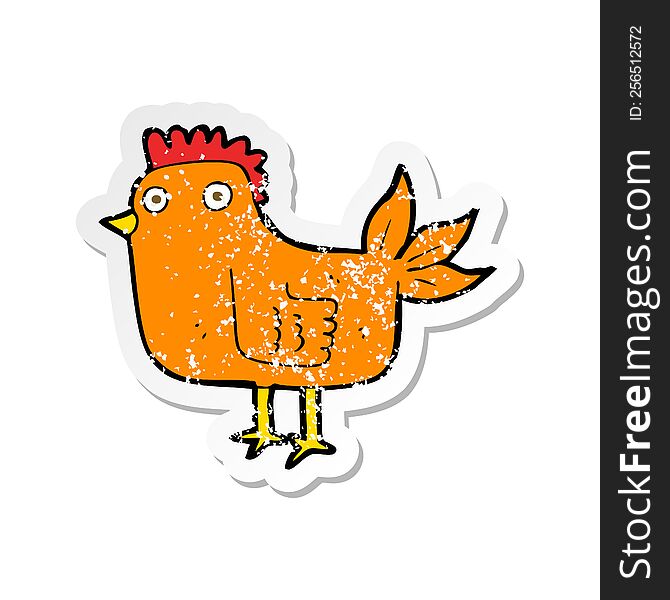 retro distressed sticker of a cartoon hen