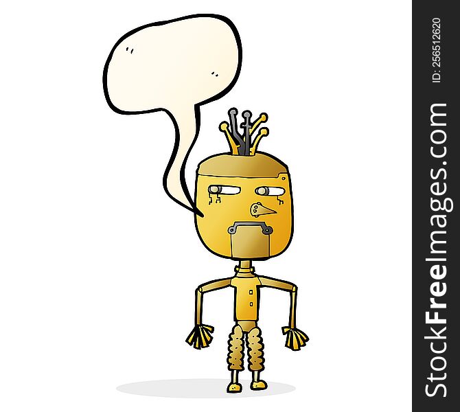 Cartoon Robot With Speech Bubble