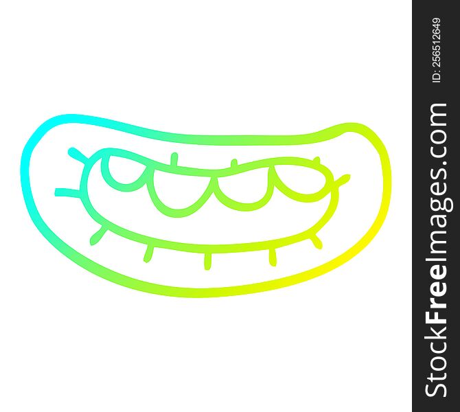 Cold Gradient Line Drawing Cartoon Mouth