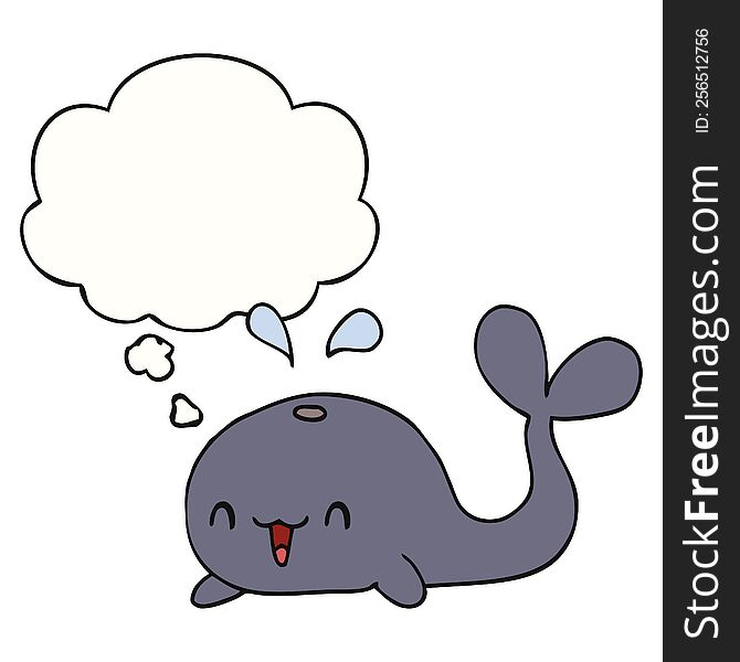 Cartoon Happy Whale And Thought Bubble