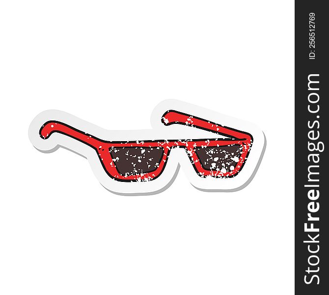 Retro Distressed Sticker Of A Cartoon Sunglasses