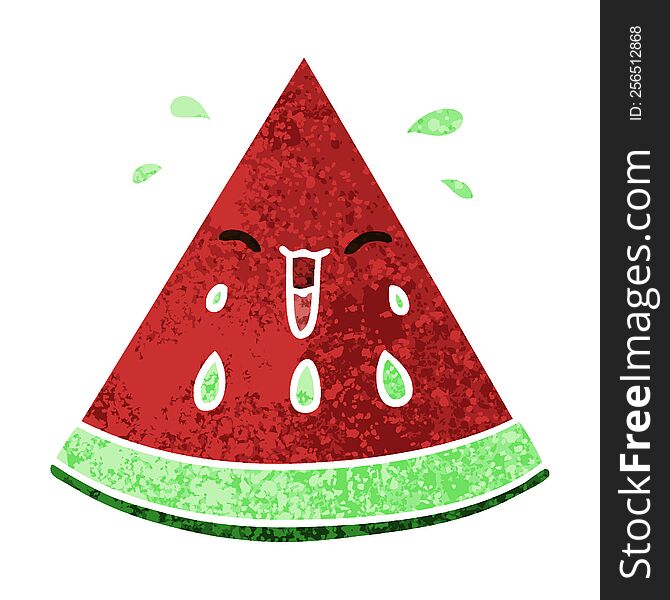 retro illustration style quirky cartoon watermelon. retro illustration style quirky cartoon watermelon