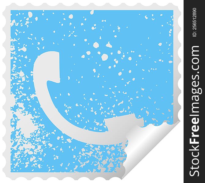 distressed square peeling sticker symbol of a telephone receiver