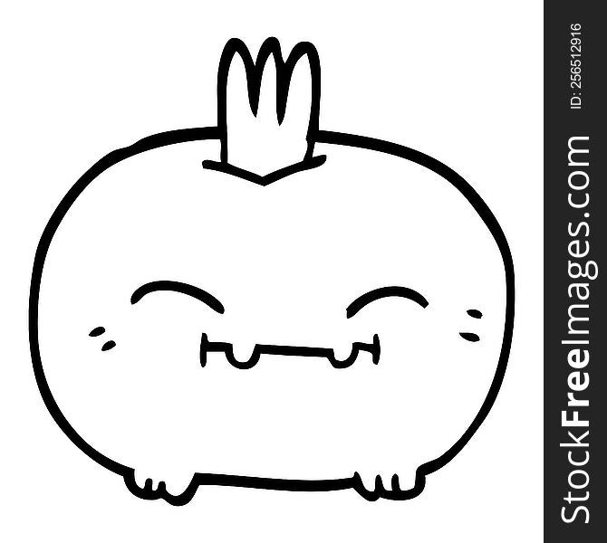 Line Drawing Cartoon Happy Root Vegetable