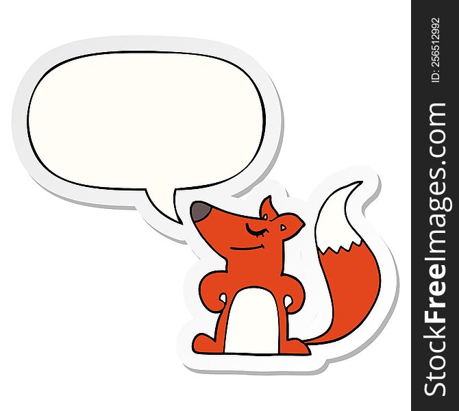 Cartoon Fox And Speech Bubble Sticker