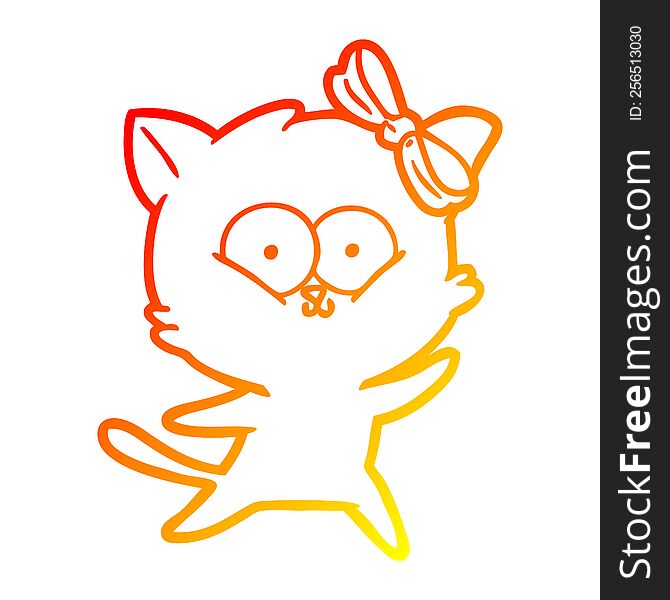 warm gradient line drawing of a cartoon cat