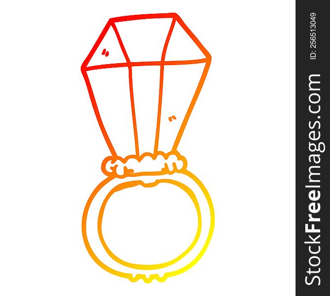 warm gradient line drawing of a cartoon engagment ring