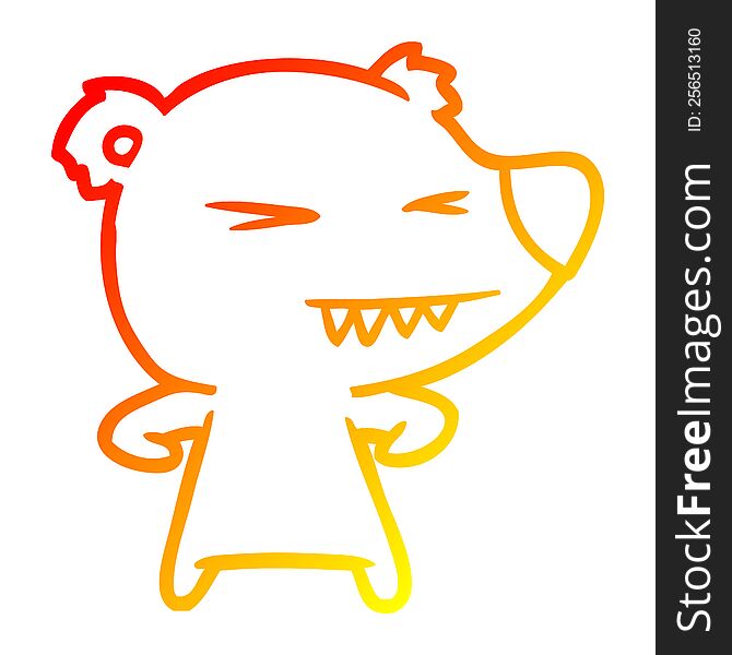 warm gradient line drawing of a angry polar bear cartoon