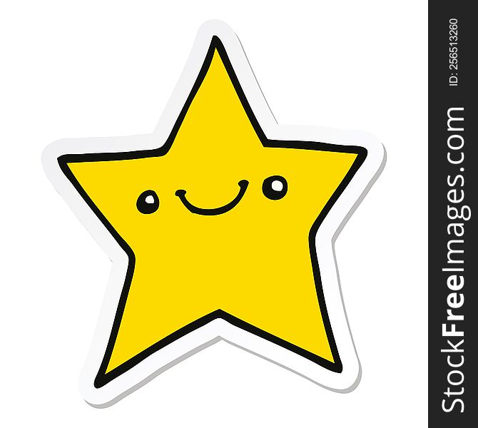 sticker of a happy cartoon star