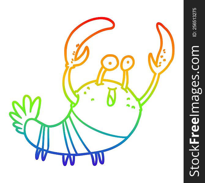 rainbow gradient line drawing of a cartoon lobster